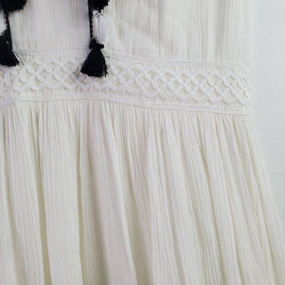 INA [i:na] Black and White Spanish Tassel Maxi Dress w/ Butterfly Cap Sleeve, S - Picture 11 of 12